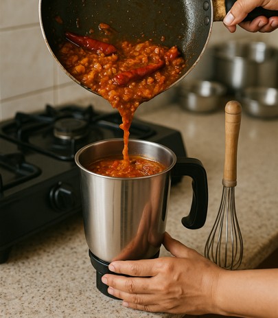 सोयाबीन और पनीर से हॉट डॉग की फिलिंग बनाते हुए