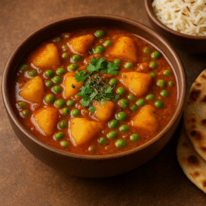 aloo matar ki sabji at home easy recipe