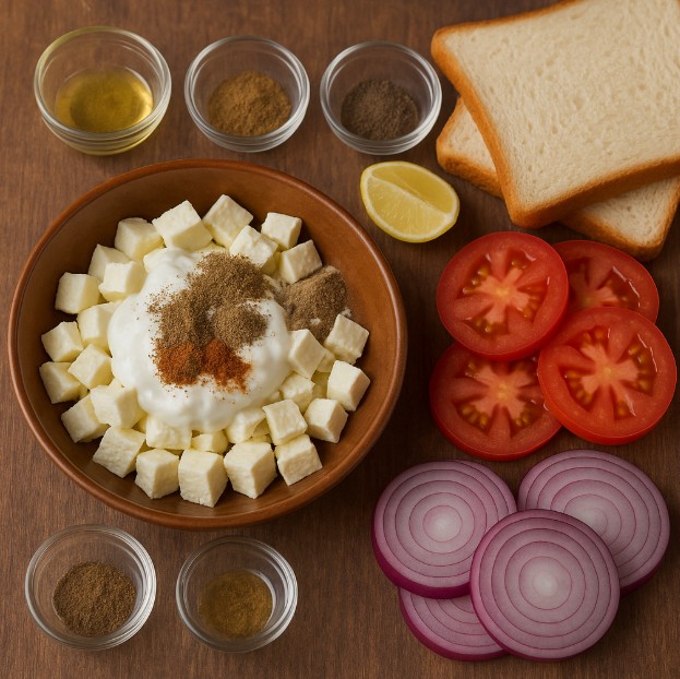high protein paneer sandwich all ingredient image
